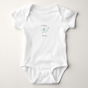Minimalistisk dammig blå Oh Baby Elefant T Shirt