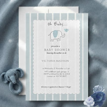 Minimalistisk dammig blå Oh Baby Elefantskiss
