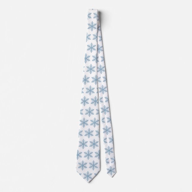 Minimalistisk dammig blå snöflinga elegant vinter slips (Framsida)