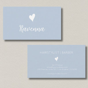 Minimalistisk dammig blå vit hjärta barberare namn visitkort