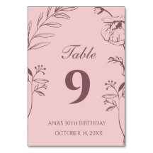Minimalistisk dammig rosa blommig 30-årsdag