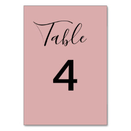 Minimalistisk dammig rosa bröllop bordsnummer