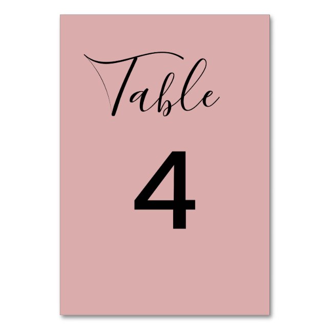 Minimalistisk dammig rosa bröllop bordsnummer (Framsidan)
