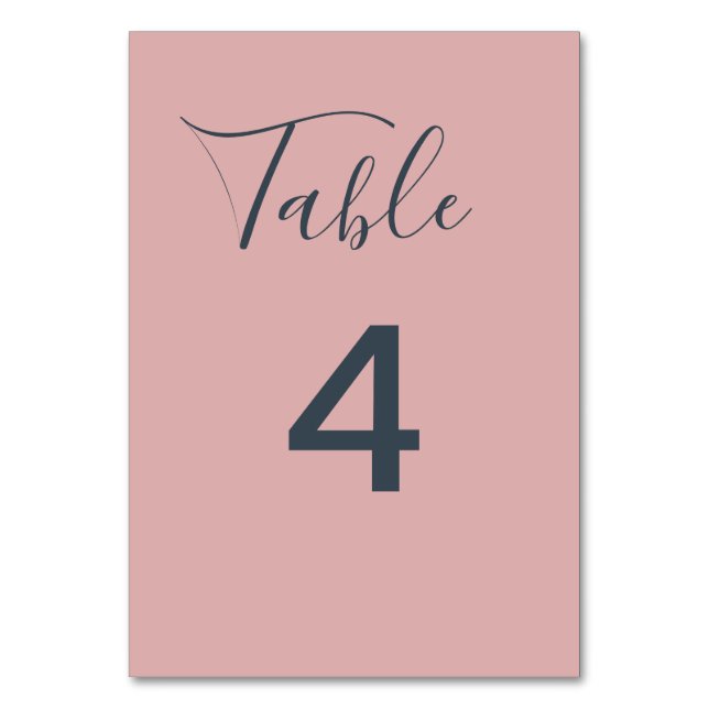 Minimalistisk dammig rosa bröllop bordsnummer (Framsidan)