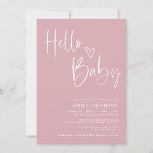 Minimalistisk dammig rosa flicka baby shower inbjudningar