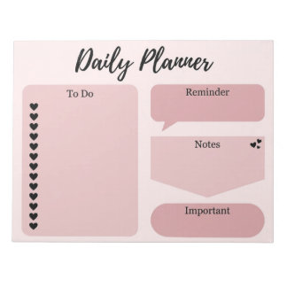 Minimalistisk dammig rosa hjärta daglig planerare anteckningsblock