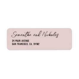Minimalistisk dammig rosa kalligrafiskretur returadress etikett