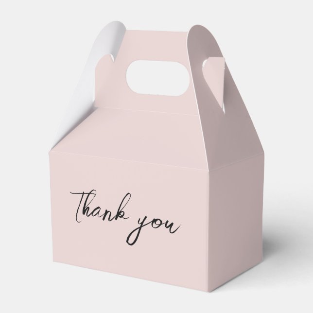 Minimalistisk dammig rosa kalligrafiskritad Tack Presentaskar (Framsidan Sidan)