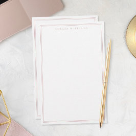 Minimalistisk dammig rosa monogram två ramar brevpapper