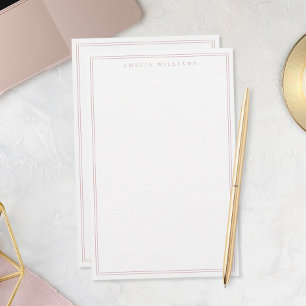 Minimalistisk dammig rosa monogram två ramar brevpapper