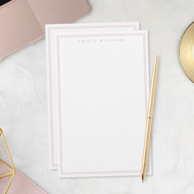 Minimalistisk dammig rosa monogram två ramar brevpapper (Skapare uppladdad)