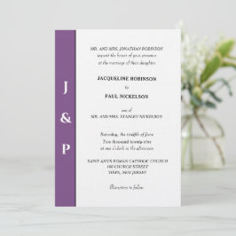 Minimalistisk dammig violett vit monogram inbjudningar