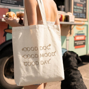 Minimalistisk Dämpad Beige Hundälskare Typografi Tygkasse