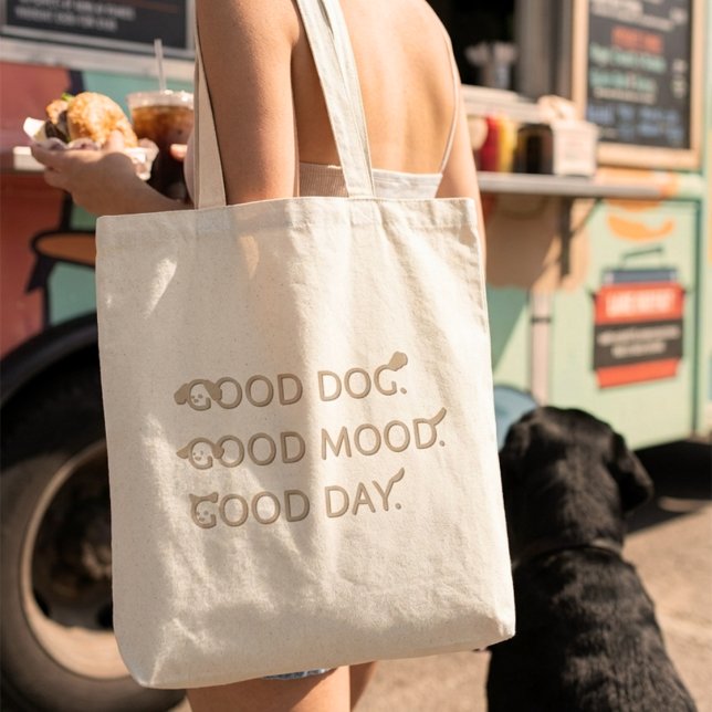 Minimalistisk Dämpad Beige Hundälskare Typografi Tygkasse (Skapare uppladdad)