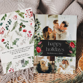 Minimalistisk dämpad grå botanisk grönska 3 Foto Julkort