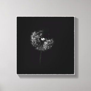 Minimalistisk Dandelion Borta till Seed Black and  Canvastryck