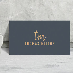 Minimalistisk Deep Blue Brown Monogram Consultant Visitkort