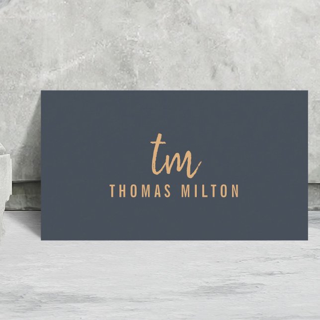 Minimalistisk Deep Blue Brown Monogram Consultant Visitkort (Skapare uppladdad)