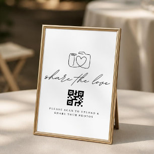 Minimalistisk Dela Kärleken QR-kod Fotouppladdning Poster