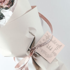 Minimalistisk delikat rosa rodnad linjedragen blom gåvor etiketter