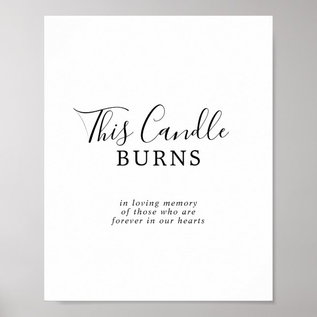 Minimalistisk Denna Ljus Brinner Bröllop Minnestav Poster (Framsidan)