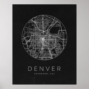 Minimalistisk Denver City Karta Poster