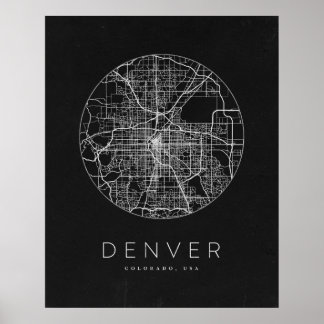 Minimalistisk Denver City Karta Poster