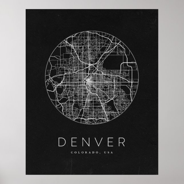 Minimalistisk Denver City Karta Poster (Framsidan)