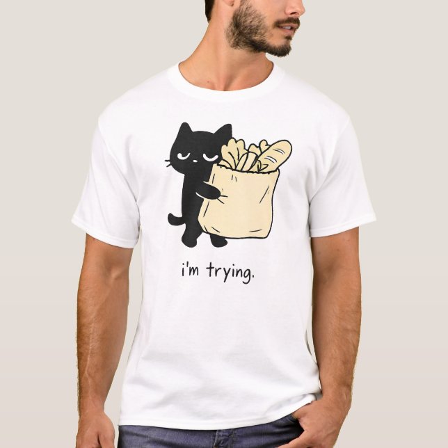 Minimalistisk design för katt humor varor, t shirt (Framsida)
