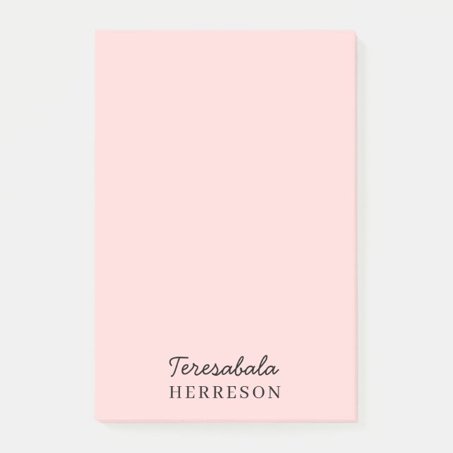 Minimalistisk design med rosa monogram post-it block (Framsida)