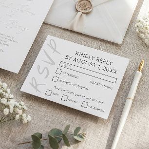 Minimalistisk design vit RSVP-kort Tilläggskort