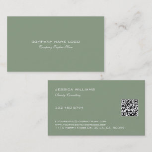 Minimalistisk designvit text på Grönten Sage Visitkort