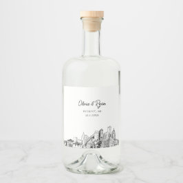 Minimalistisk Detroit Bröllop Anpassningsbar Spritflaskor Etikett