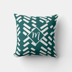 Minimalistisk diagonalt randigt mönster, monogram kudde
