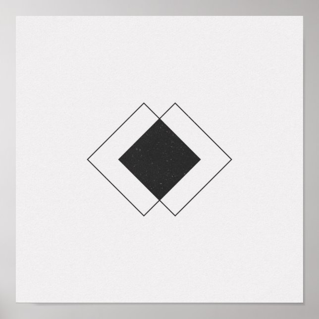 Minimalistisk Diamond Black and White-Poster Poster (Framsidan)