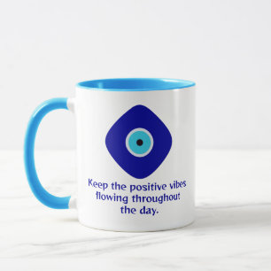 Minimalistisk Diamond Blue Evil Öga Positive Vibes Mugg