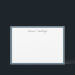 Minimalistisk dimblå kant Anpassad skriptnamn Tack Kort<br><div class="desc">Minimalistiskt mörkt dimblått kant Anpassad skriptnamn Tacksamhetskort</div>