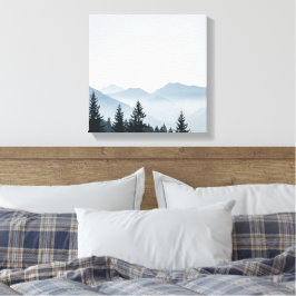 Minimalistisk dimmig bergsskog canvastryck