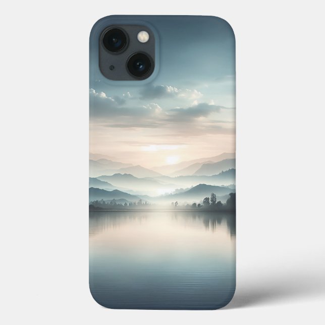 Minimalistisk dimmig sjösoluppgång Telefonfodral - (Baksida)