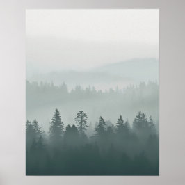 Minimalistisk dimmig skogsväggkonst poster