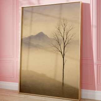 Minimalistisk Dimmig Trädlandskapsvägg Art Print Poster