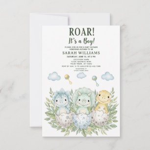 minimalistisk Dinosaur Baby Shower-fest för pojke Inbjudningar