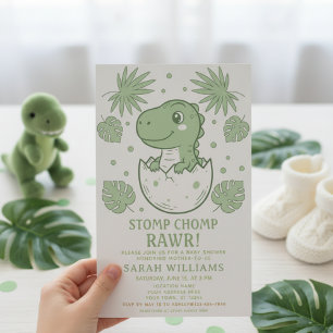 minimalistisk Dinosaur Baby Shower-fest för pojke Inbjudningar