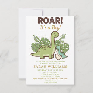 minimalistisk Dinosaur Baby Shower-fest för pojke Inbjudningar