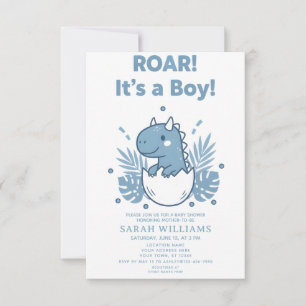 minimalistisk Dinosaurie Baby Shower-fest för pojk Inbjudningar