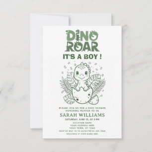 minimalistisk Dinosaurie Baby Shower-fest för pojk Inbjudningar