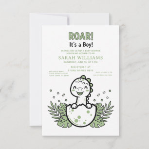 minimalistisk Dinosaurie Baby Shower-fest för pojk Inbjudningar