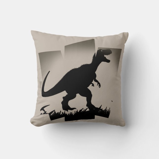 Minimalistisk dinosaurisilhuett i grassy fält kudde (Framsida)