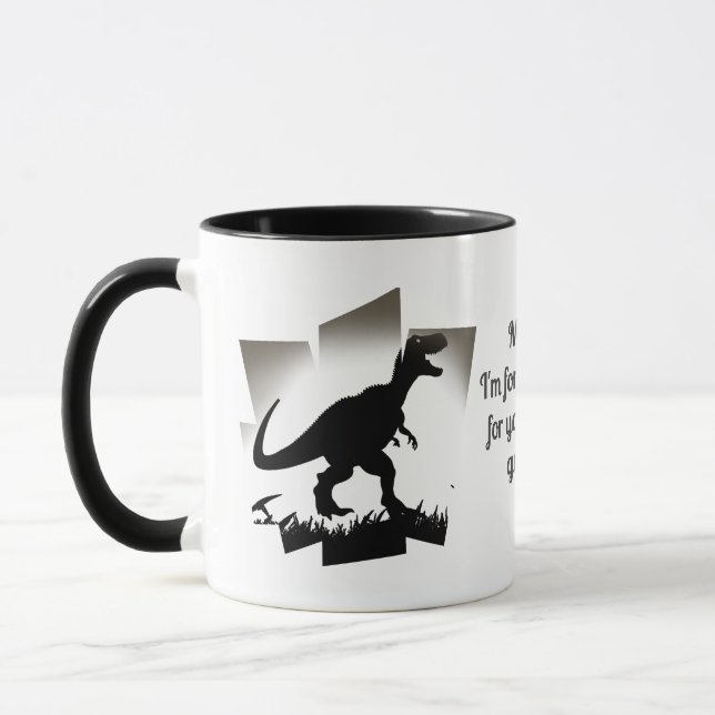 Minimalistisk dinosaurisilhuett i grassy fält mugg (Vänster)