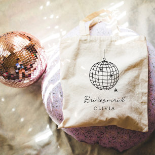 Minimalistisk disco Boll   Bridesmaid Bröllopsfest Tygkasse